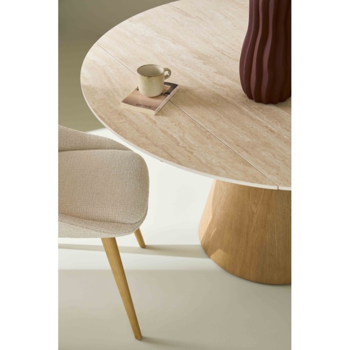Lumio round ceramic table with extension leaves
