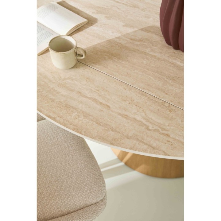 Lumio round ceramic table with extension leaves