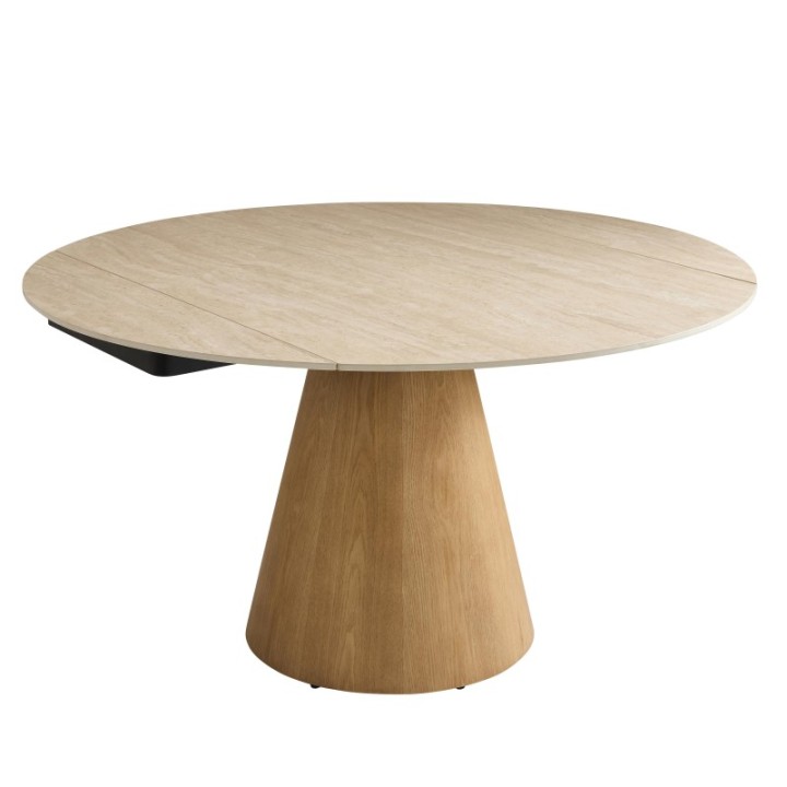 Lumio round ceramic table with extension leaves