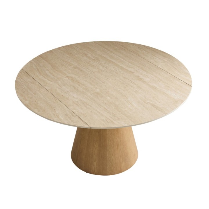 Lumio round ceramic table with extension leaves