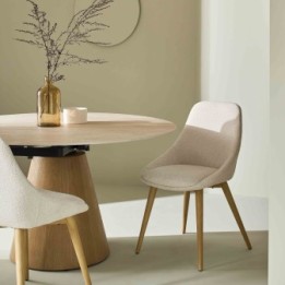 Lot de 2 chaises tapissée écrue ALBA