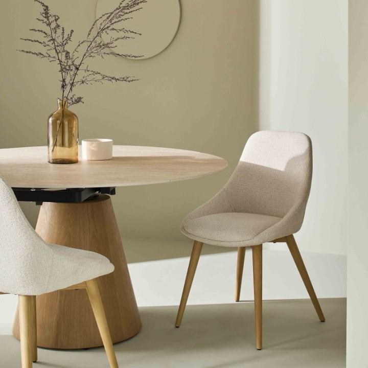 Lot de 2 chaises tapissée écrue ALBA