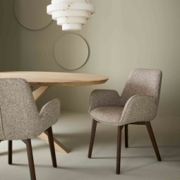 Karl set of 2 beige upholstered chairs with armrests
